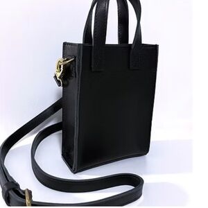 Citriin Black Leather Mini Convertible Crossbody Bag